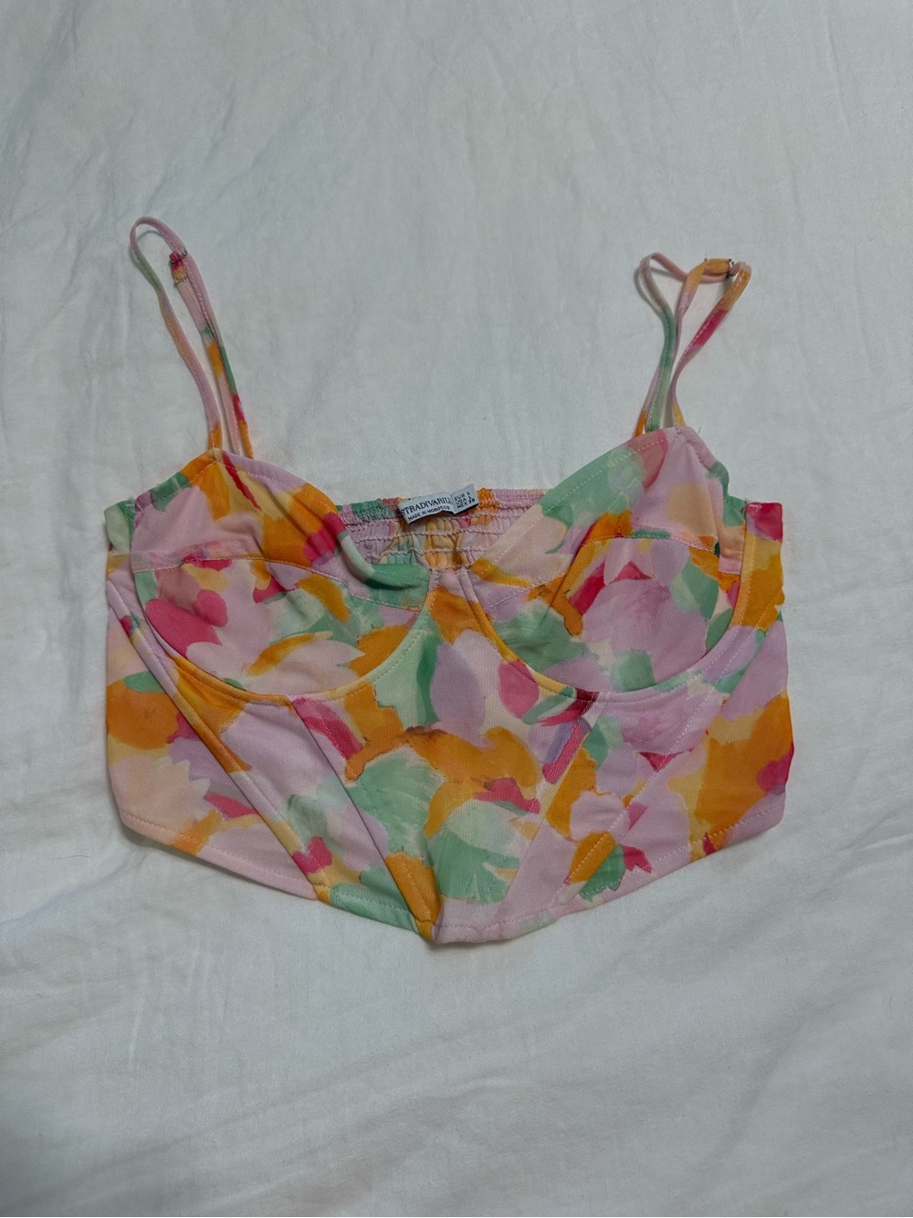 Stradivarius Watercolor Artsy Bustier Crop Tank Top